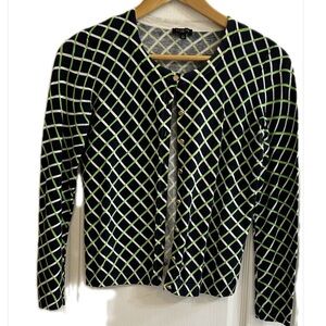 Talbots Navy and Lime Patterned Knit